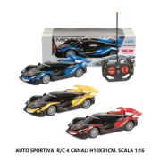 AUTO R/C SPORTIVA 3ASS 1:16 4 CANALI WBOX H10xL31  DECAR